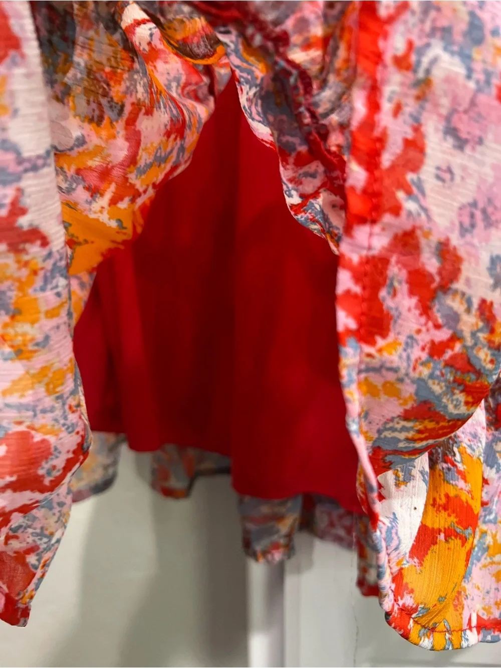 Chelsea & Violet Orange and Pink Floral Tie-Waist Top & Skirt Set